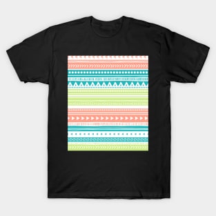 Turquoise Coral Lime Tribal Pattern T-Shirt